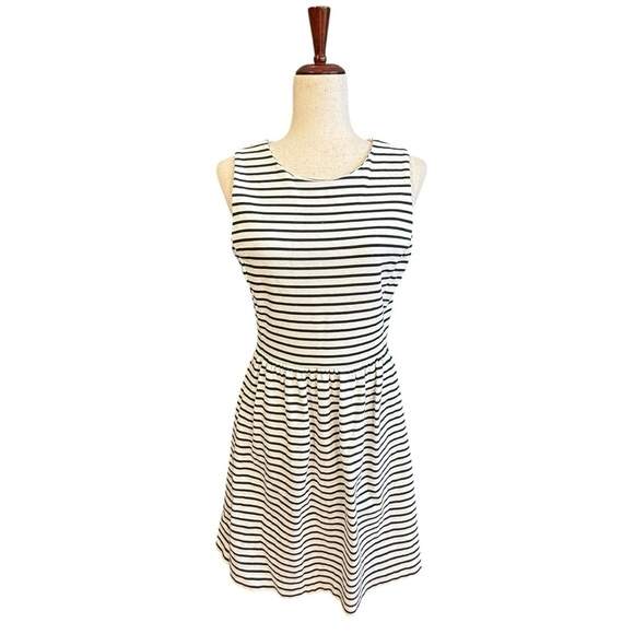 J. Crew Dresses & Skirts - J. Crew Black and Off- White Striped Sleeveless Dress. Size S #1800